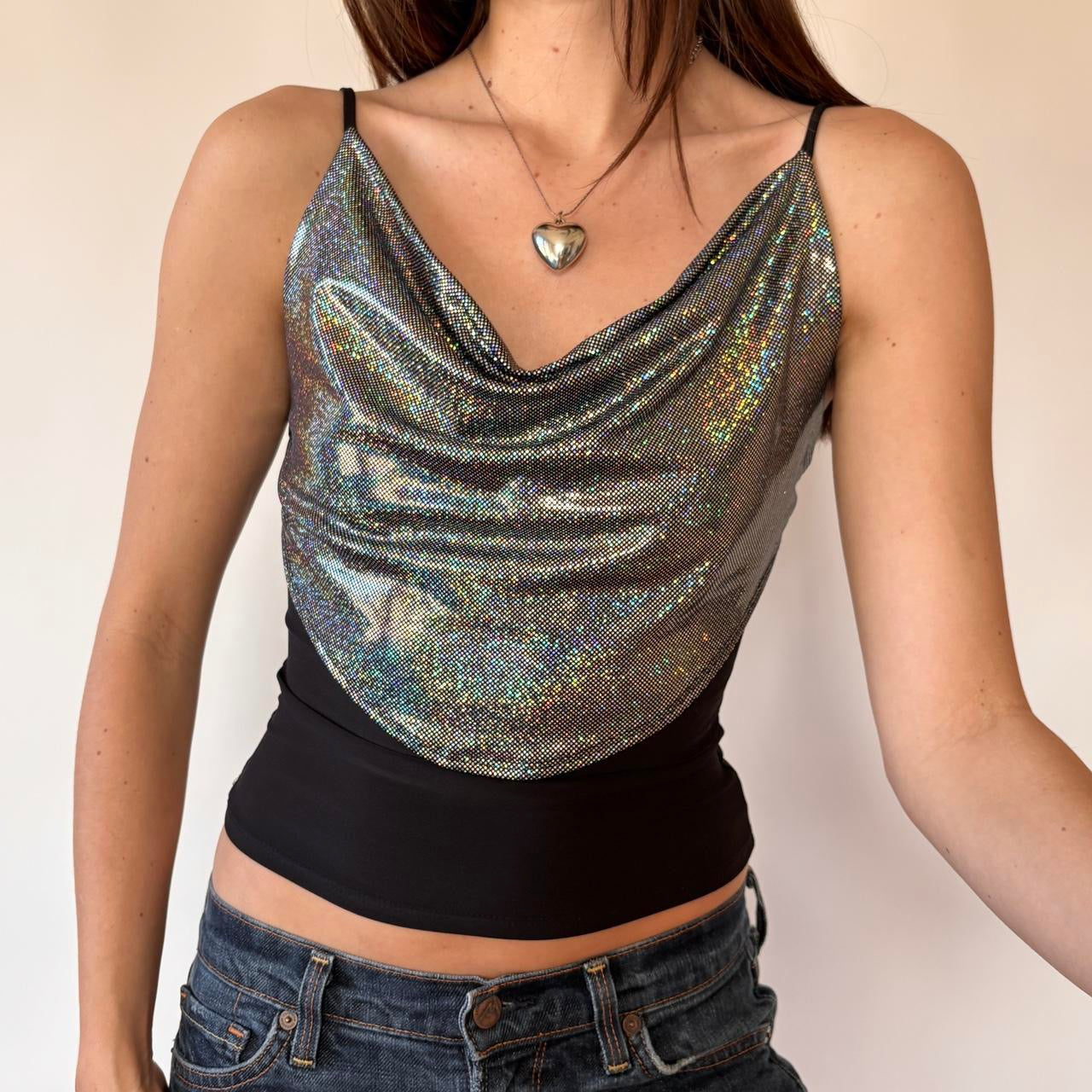 Y2K Disco Cowl Neck Top (S/M)