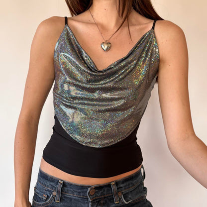 Y2K Disco Cowl Neck Top (S/M)