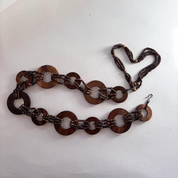 Y2K Wooden O Ring Belt (M)