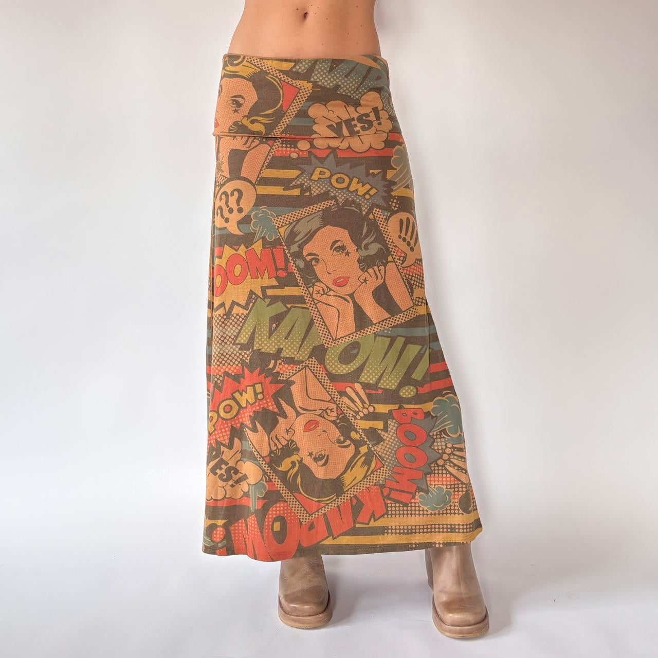 Y2K Graphic Pop Art Maxi Skirt (M/L)