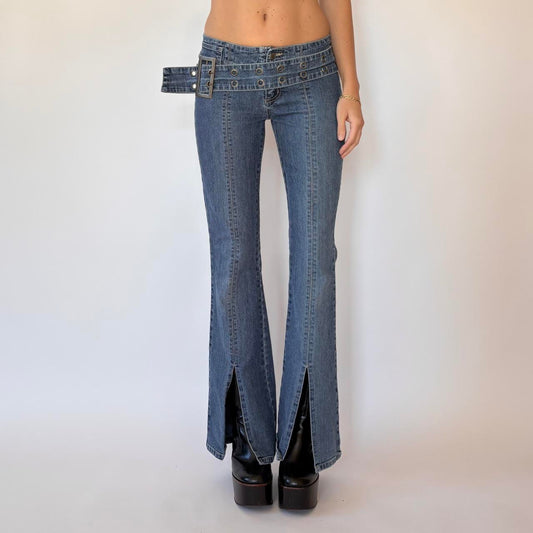 Y2K Low Rise Belted Jeans (XS)