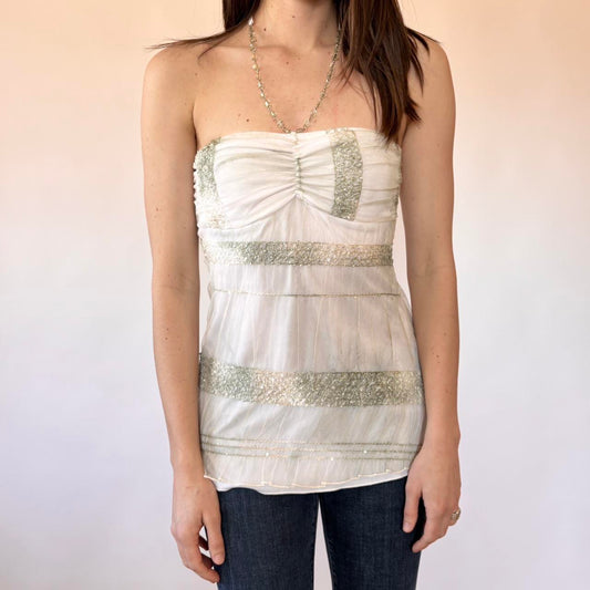 Y2K Beaded Tube Top (XS/S)