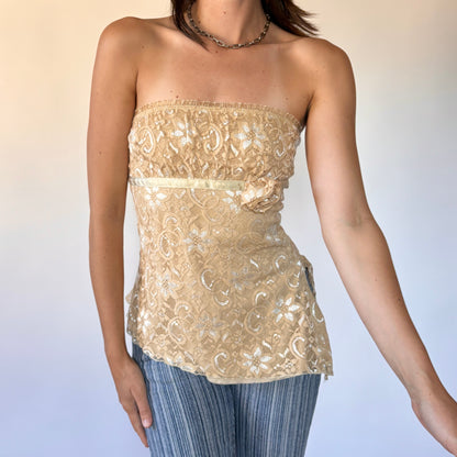 Y2K Lacy Strapless Top (S/M)