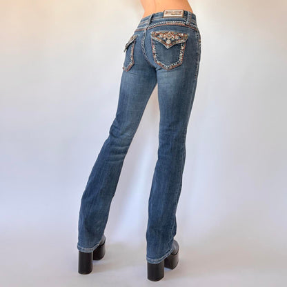Y2K Low Rise Embellished Jeans (XS)