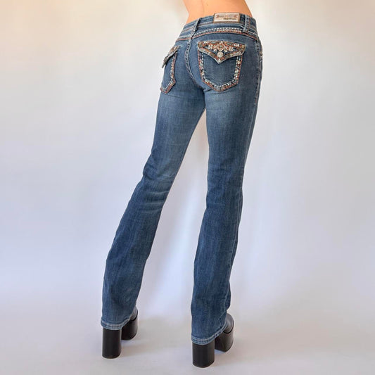 Y2K Low Rise Embellished Jeans (XS)