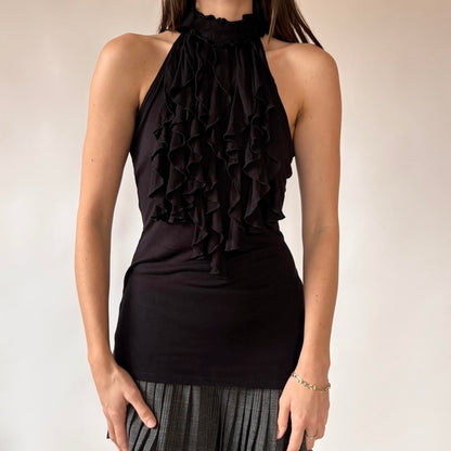 Y2K Ruffly Halter Top (M)