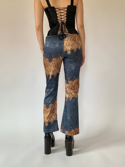 Vintage Snake & Denim Print Pants - S/M