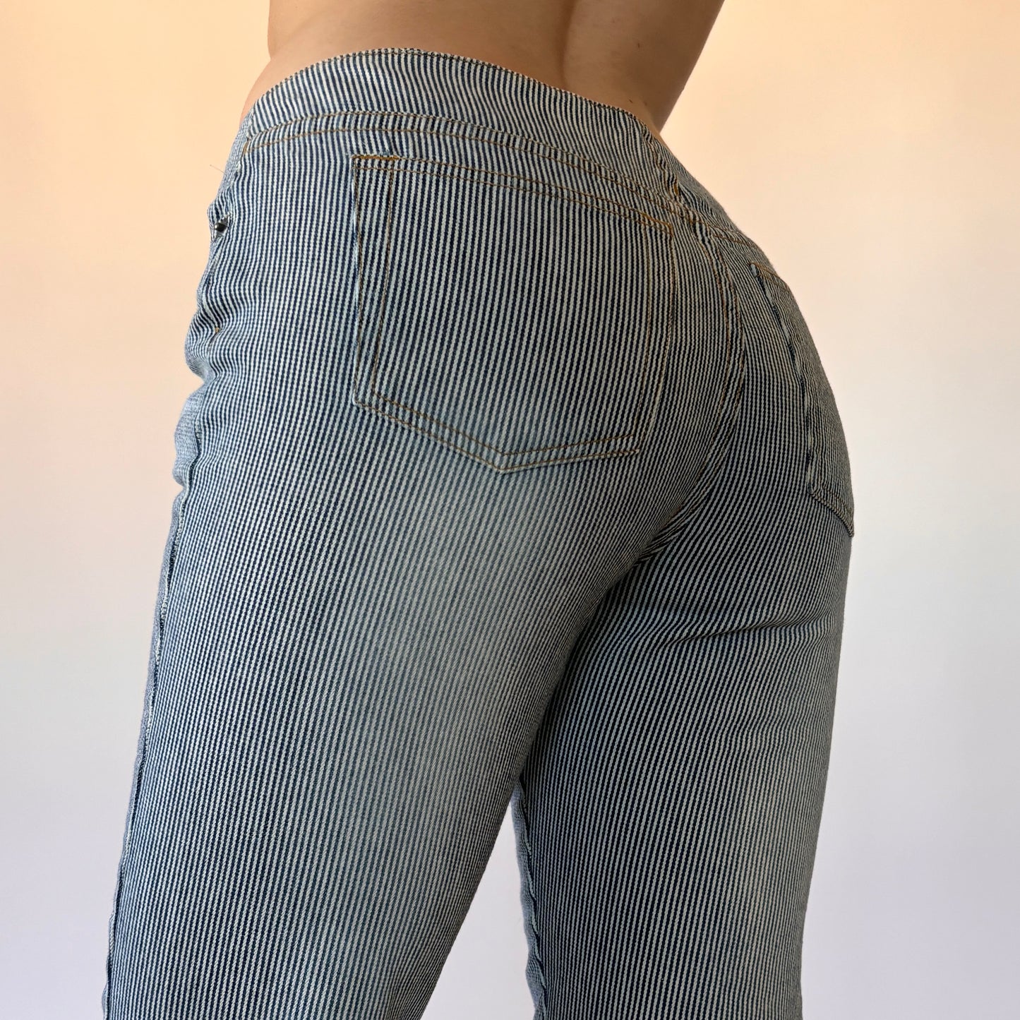 Y2K Pinstripe Denim Capris (XS)
