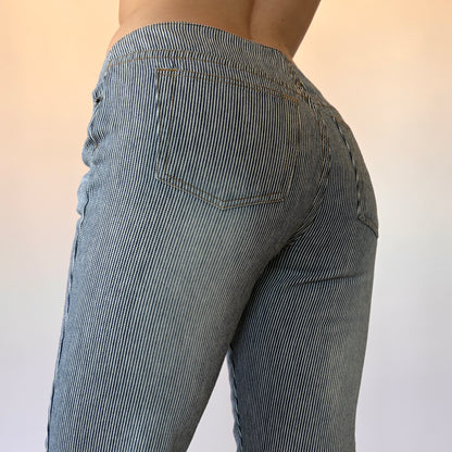 Y2K Pinstripe Denim Capris (XS)