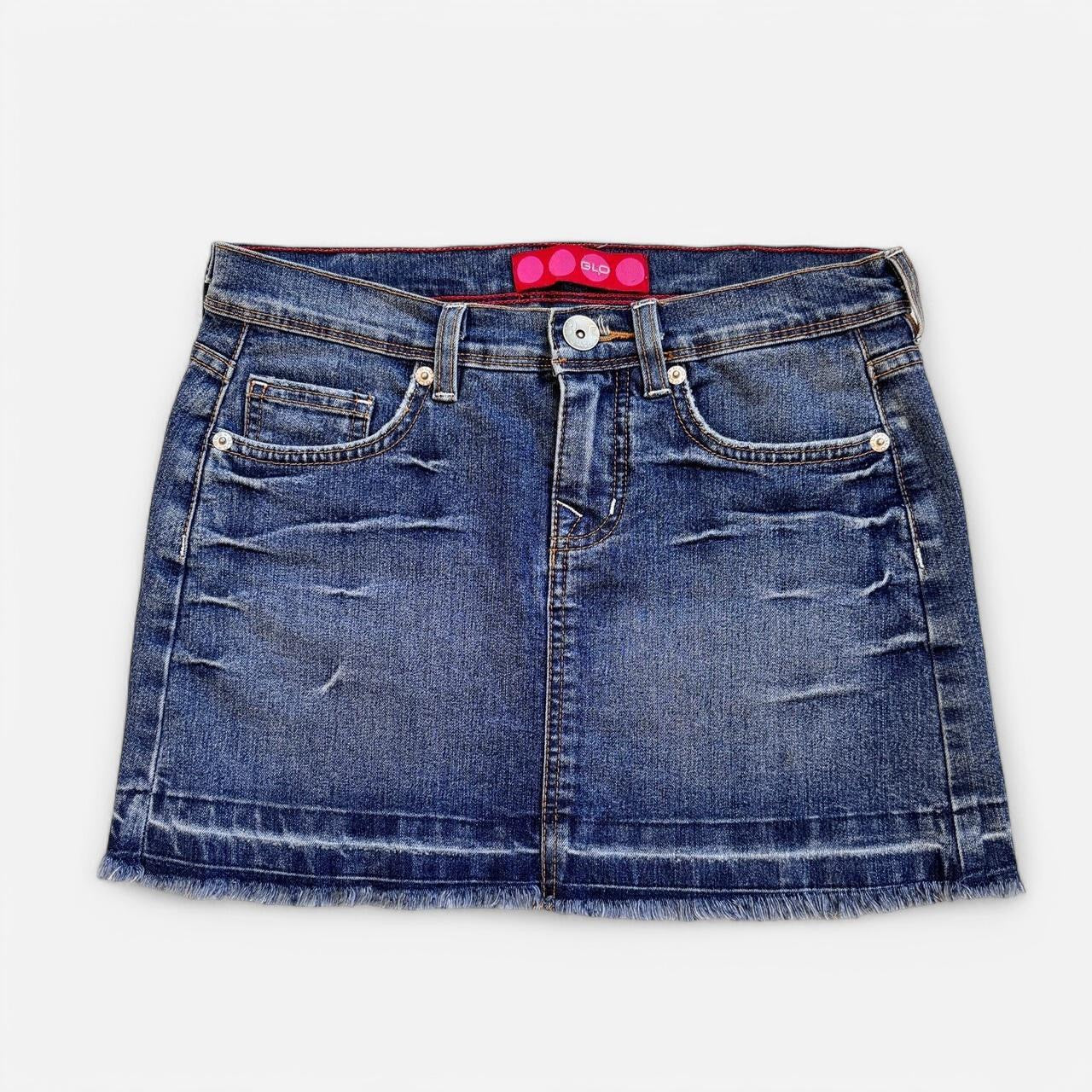 Y2K Rhinestone Pocket Denim Mini Skirt (XS)