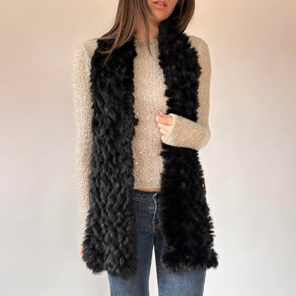Noir Rabbit Fur Scarf