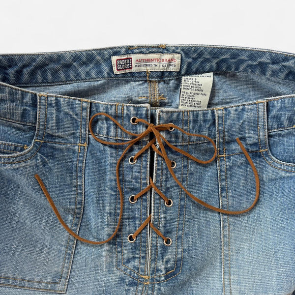 Y2K Lace Up Denim Skirt (M)