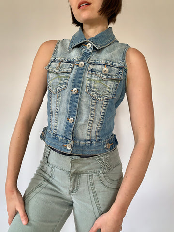 Y2K Denim Vest - S/M