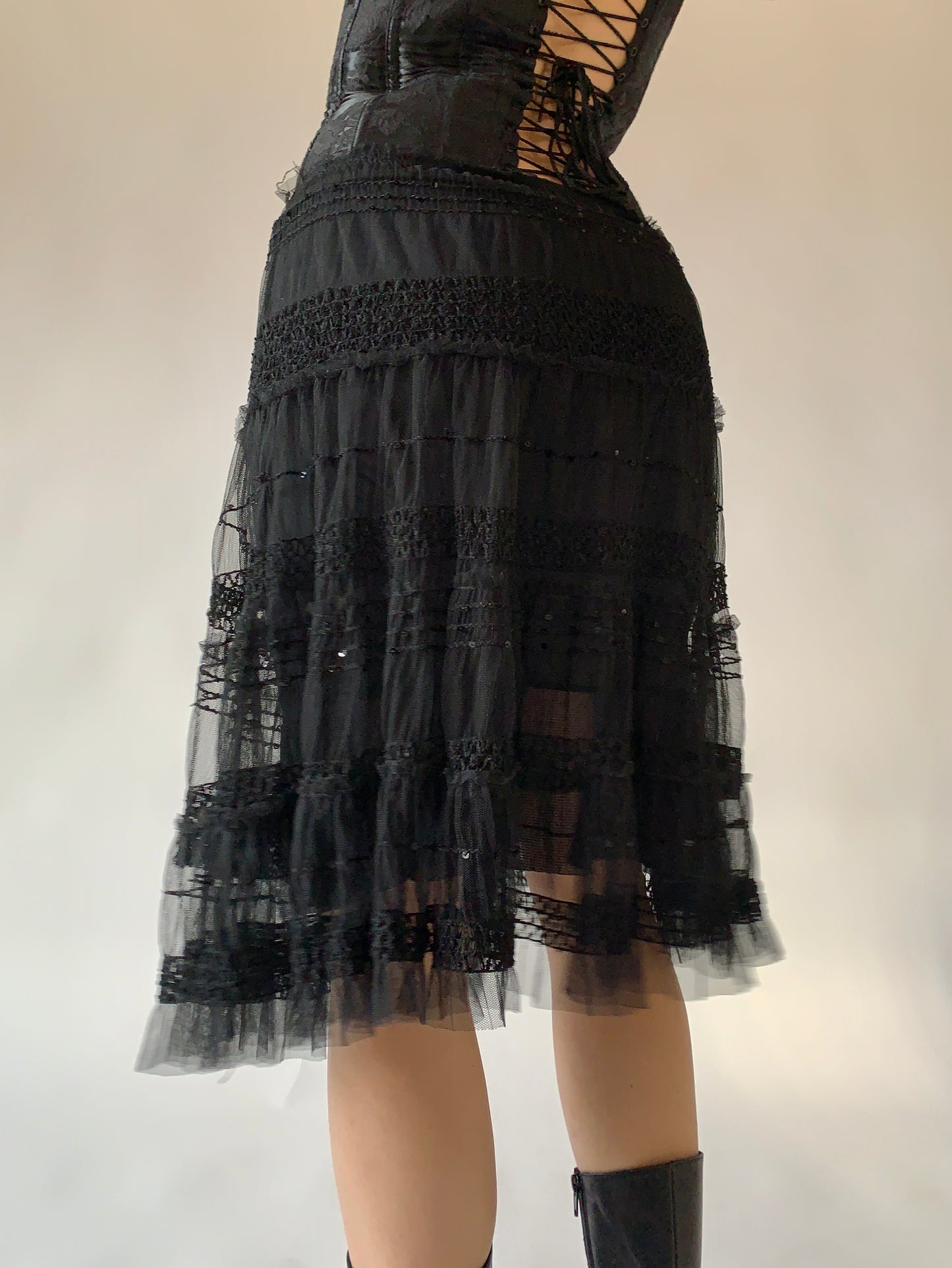 Vintage 1990s Noir Mesh Midi (M/L)