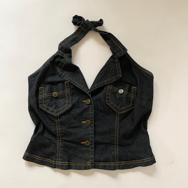 Y2K Denim Halter - XL