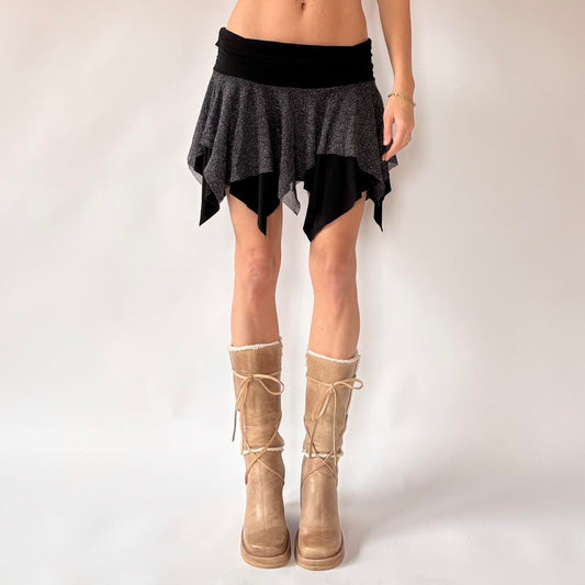 Y2K Glittery Pixie Hem Mini Skirt (M)