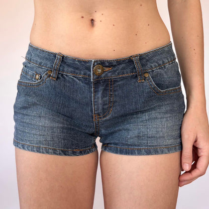 Y2K Low Rise Micro Denim Shorts (XXS/XS)