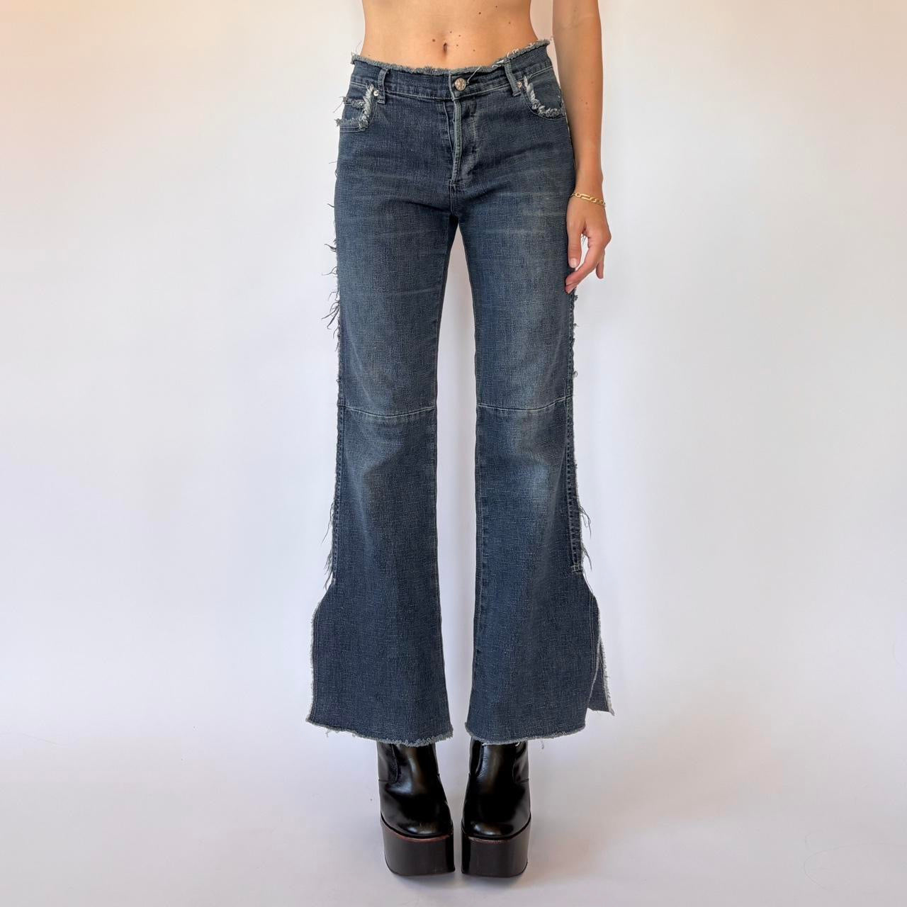 Y2K Frayed Flare Jeans (S)