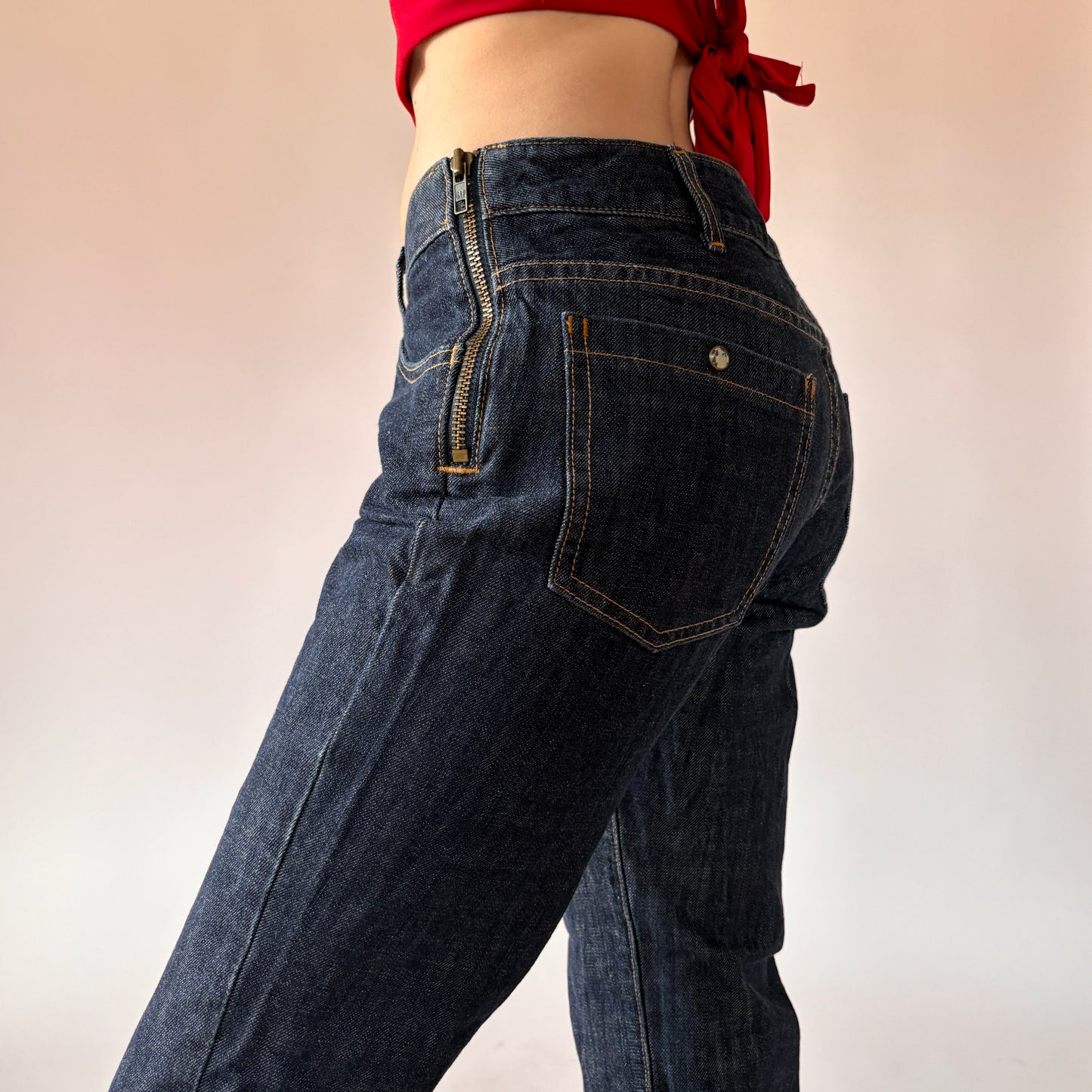 Y2K Side Zip Jeans - Dark Wash (S)