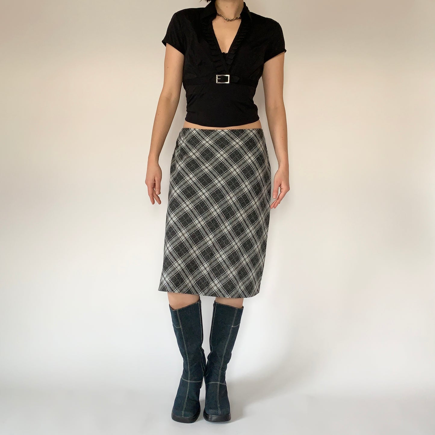 Vintage 1990s Plaid Midi (M)