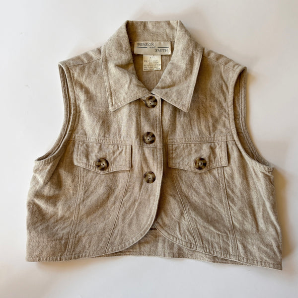 90s Linen Cropped Vest (XS)