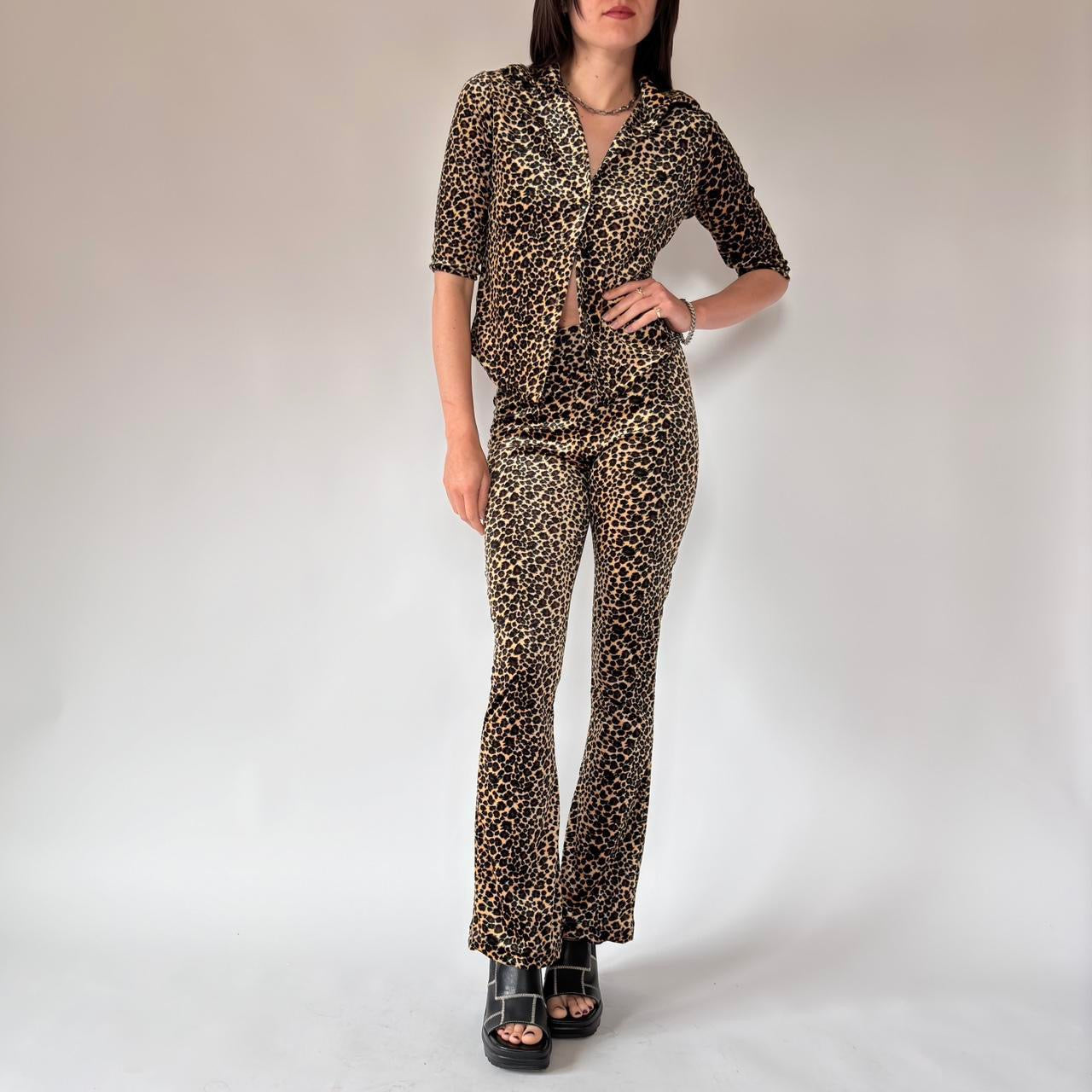 90s Leopard Velvet Two-Piece Set (S)