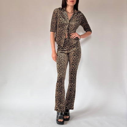 90s Leopard Velvet Two-Piece Set (S)