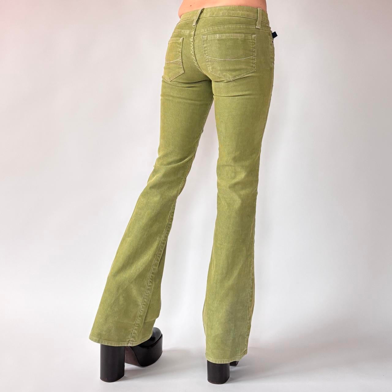 Y2K Low Rise Green Corduroys (XXS/XS)