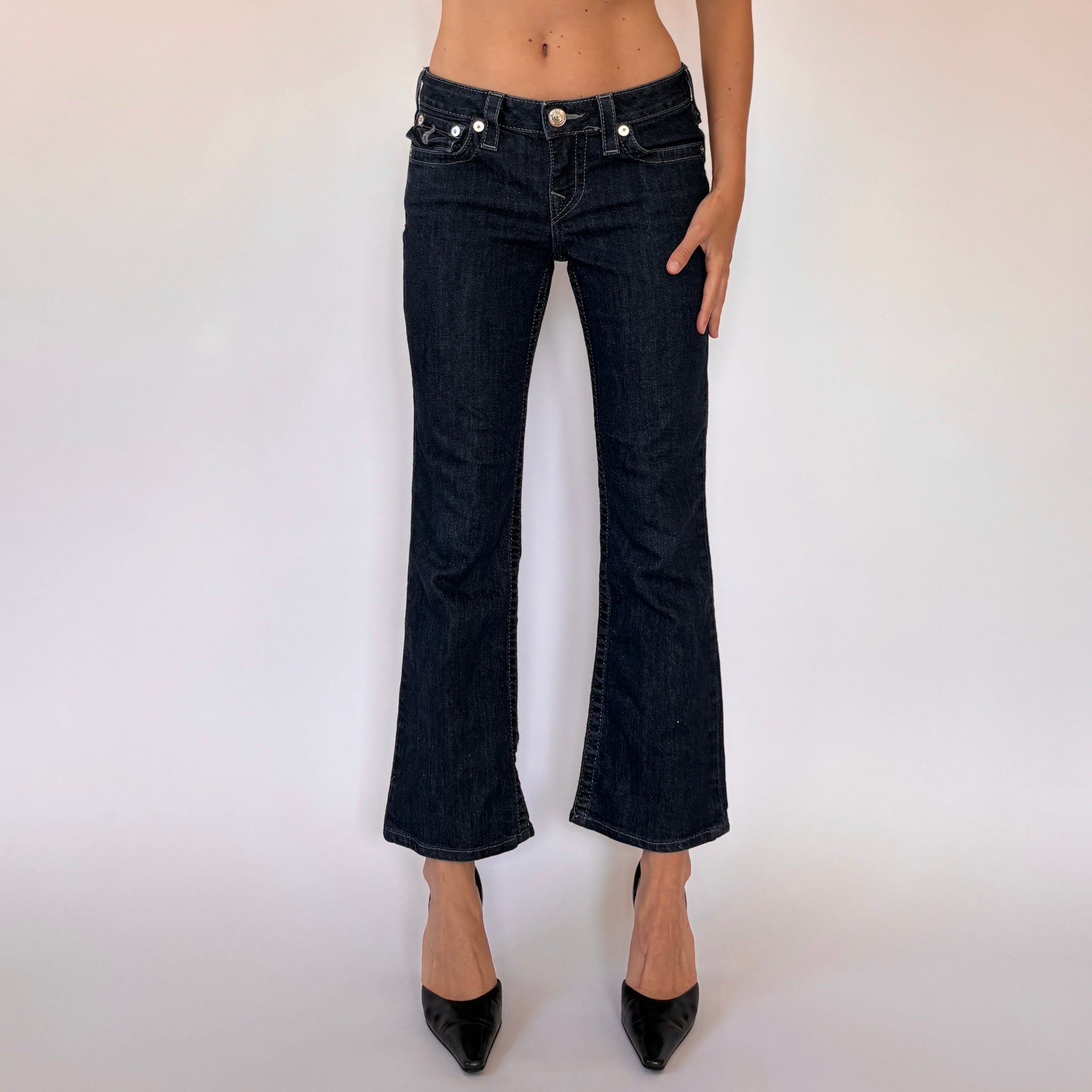 パンツ TRUE RELIGION Flared denims black GIRLS JOEY CRYSTAL FLARE JEAN - Body Rinse Black | True Religion