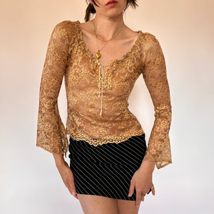 Y2K Boho Bell Sleeve Top (XS/S)