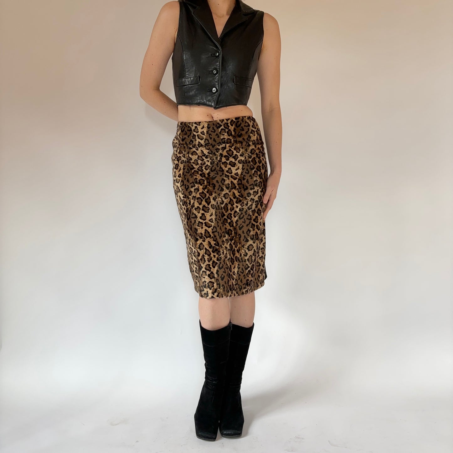 90s Leopard Midi Skirt (XS)