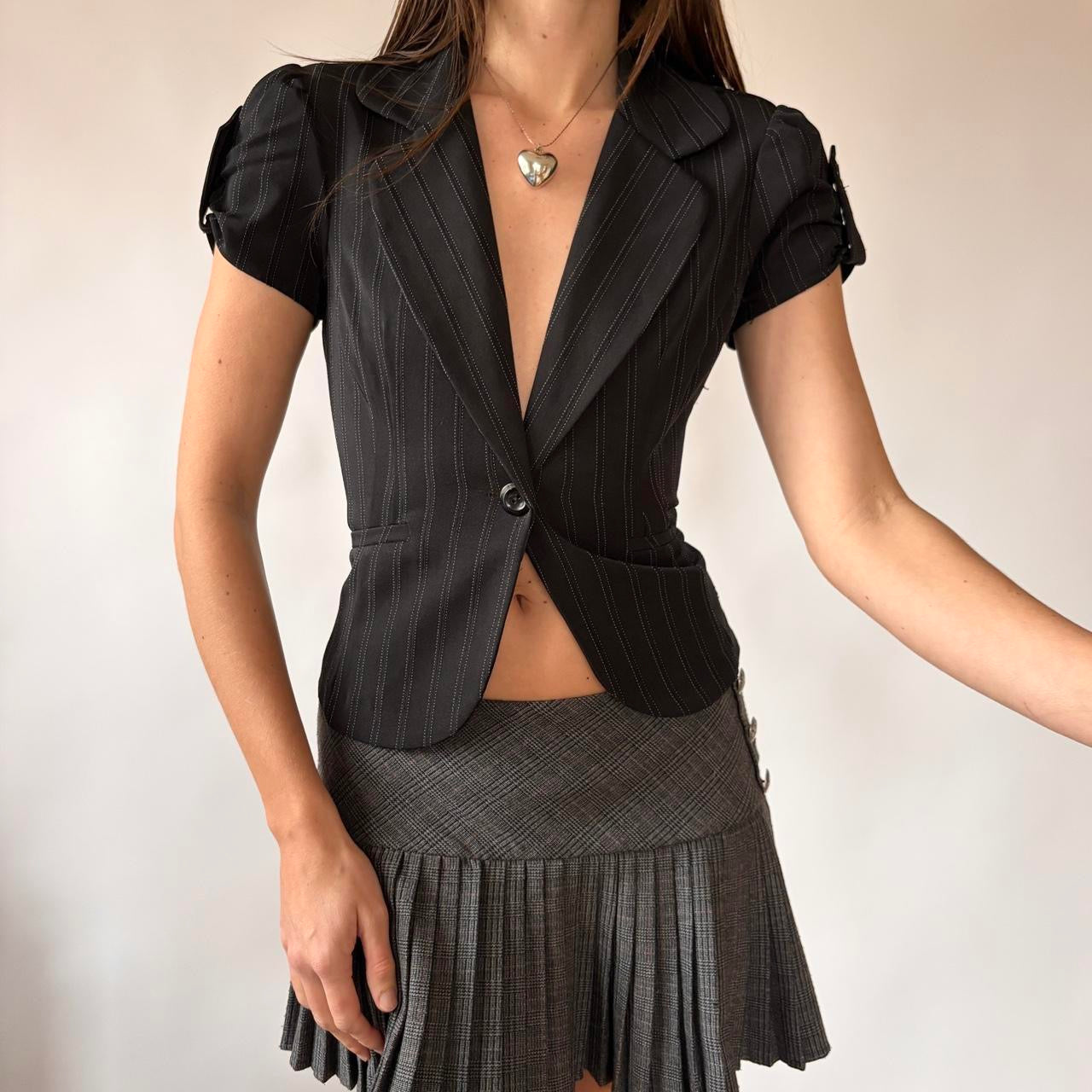 Y2K Pinstripe Office Siren Top (M)