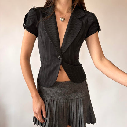 Y2K Pinstripe Office Siren Top (M)