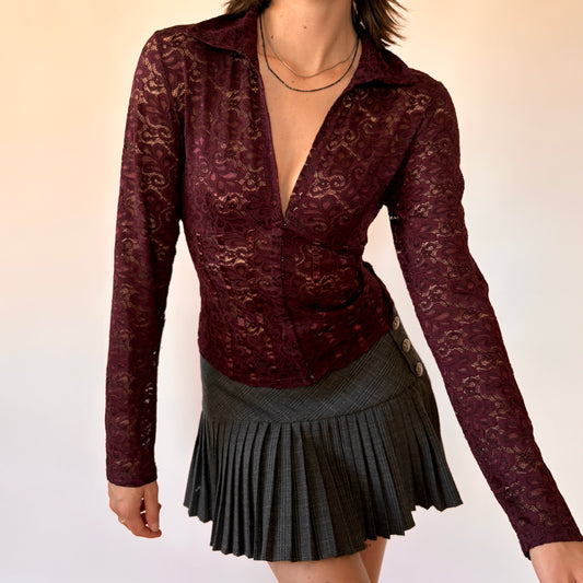90s Plum Lace Top (M)