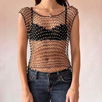 Beaded Crochet Net Top (S-L)