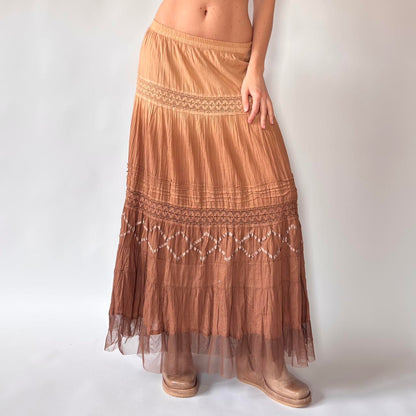 Y2K Tiered Cotton Maxi Skirt (M/L)