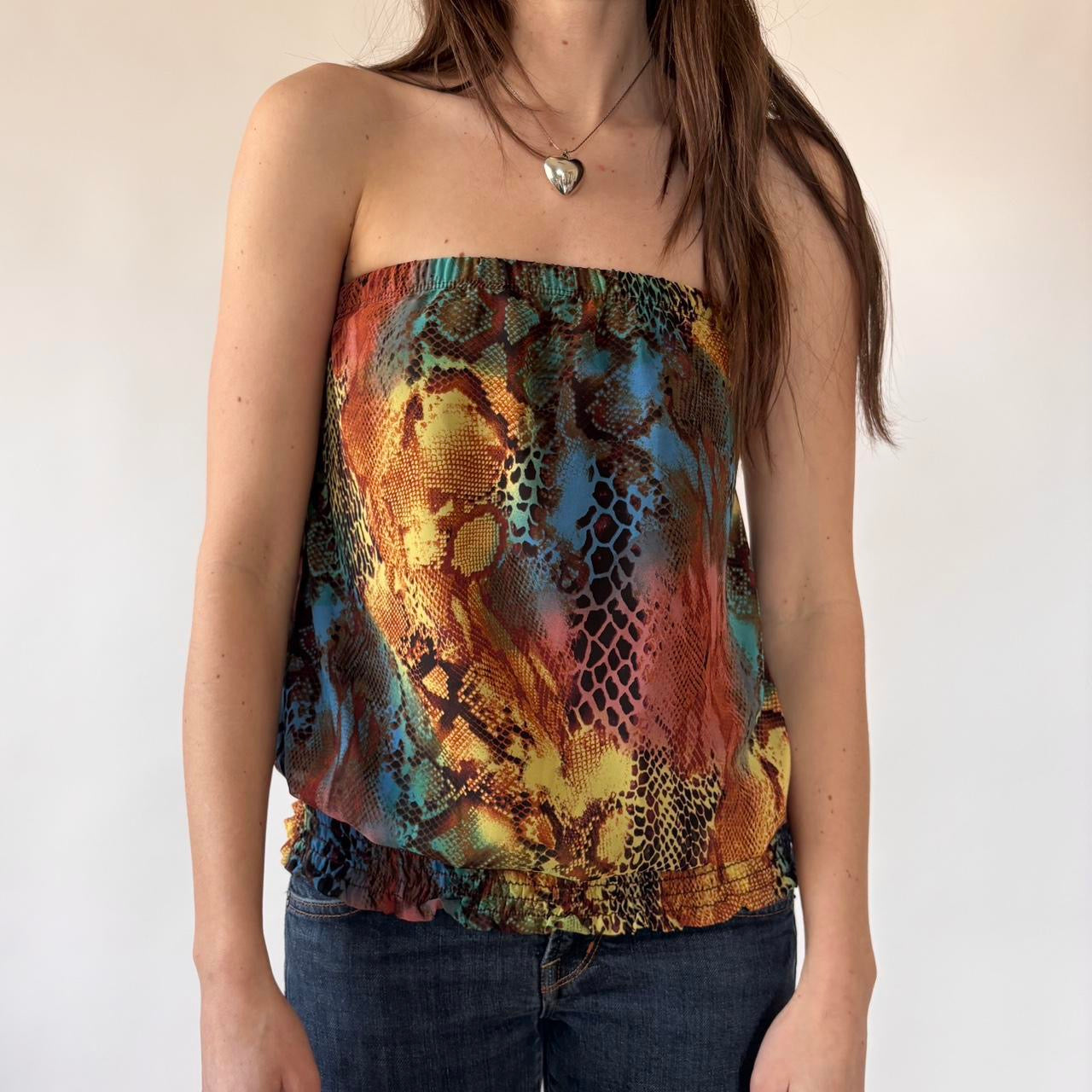 Y2K Snakeskin Tube Top (M)