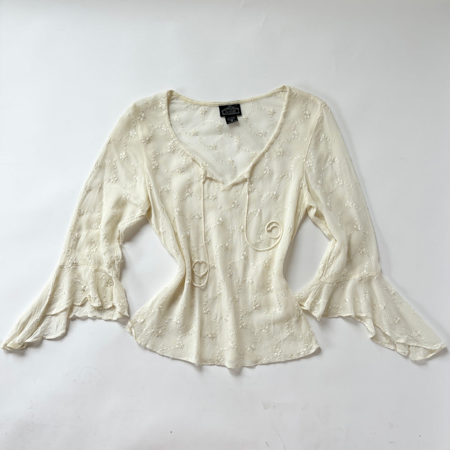 90s Ivory Bell Sleeve Top (M)