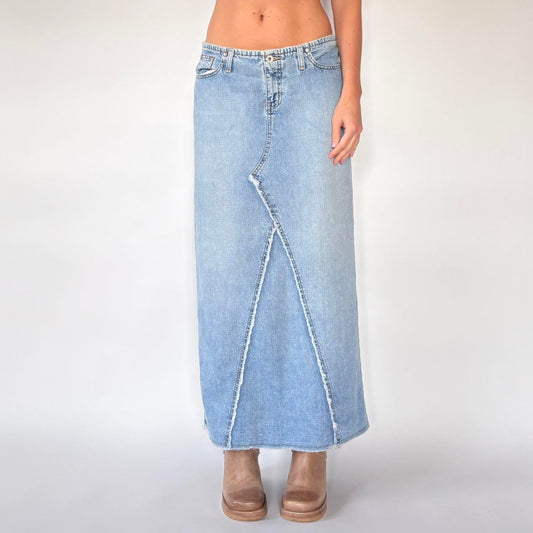 90s Light Wash Denim Maxi Skirt (S)