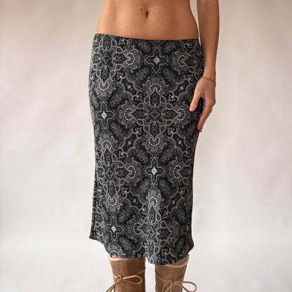 2000s Silk Paisley Midi Skirt (S)