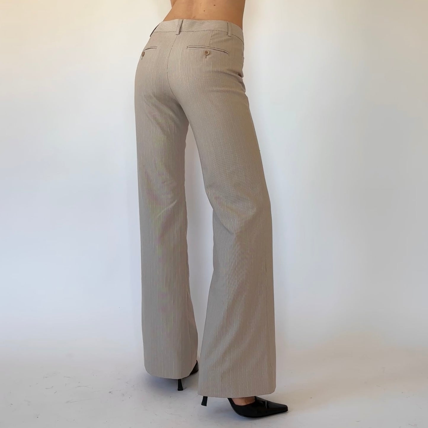 2000s Nude Pinstripe Flares (XS)