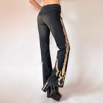 Y2K Embellished Flare Jeans (S)