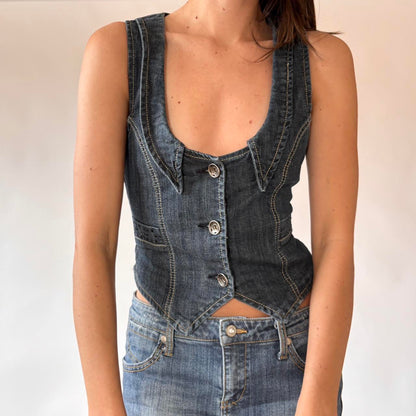 Y2K Denim Vest (S/M)