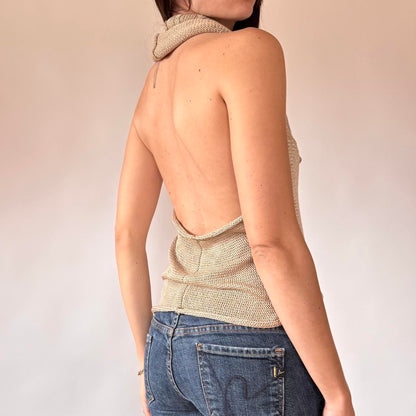 Y2K Slouchy Knit Backless Top (M/L)