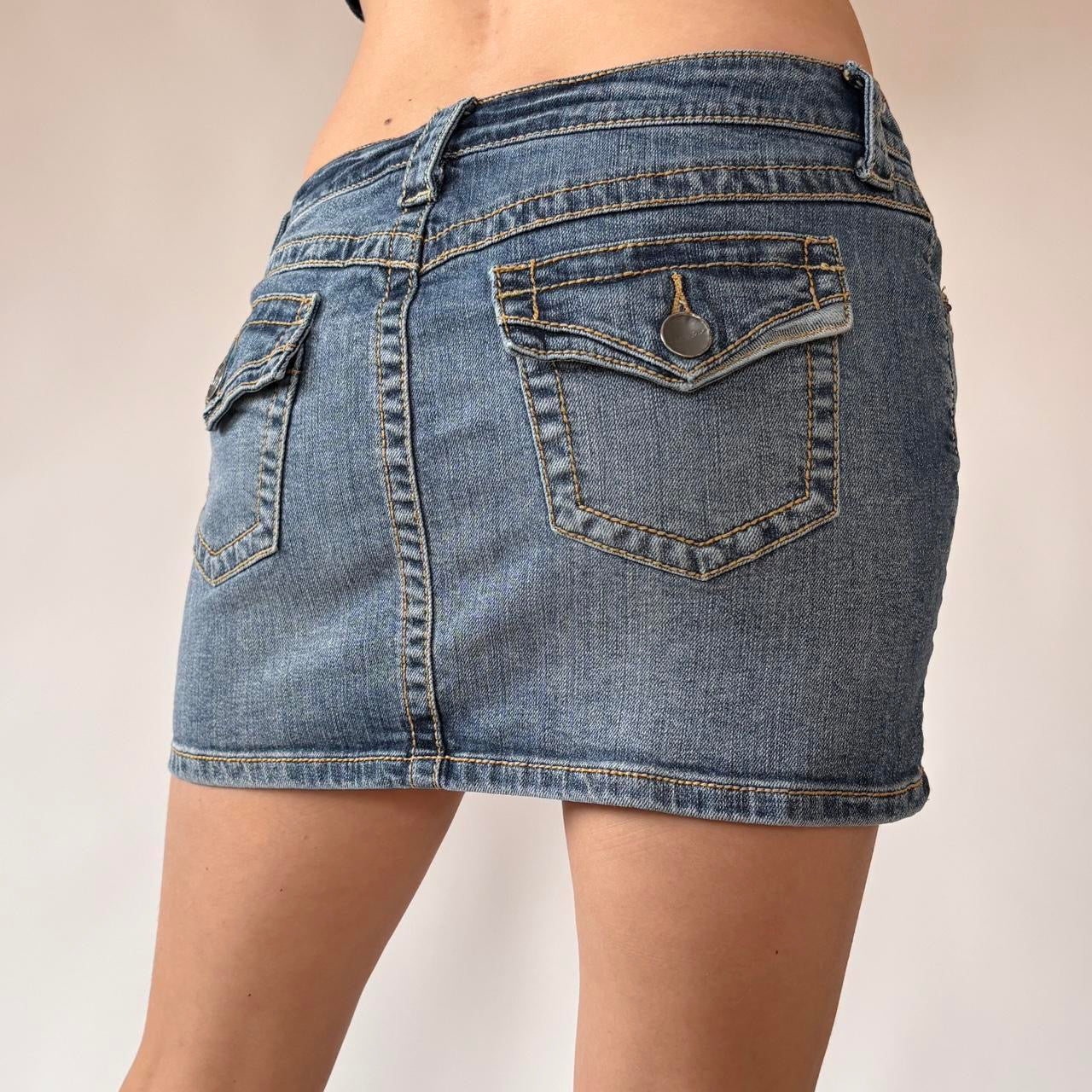 Y2K Low Rise Denim Mini Skirt (XS/S)