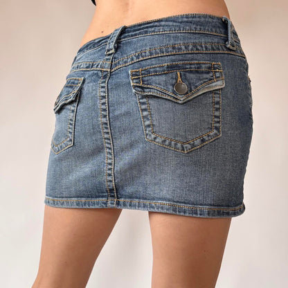 Y2K Low Rise Denim Mini Skirt (XS/S)