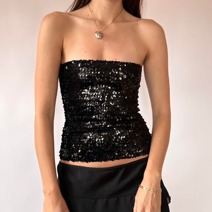 Noir Sequin Tube Top (XS/S)