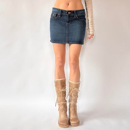 2007 Dark Wash Denim Mini Skirt (XS/S)