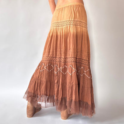 Y2K Tiered Cotton Maxi Skirt (M/L)