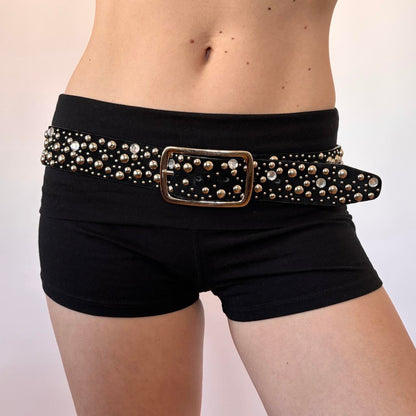 Y2K Suede Studded Rhinestone Belt